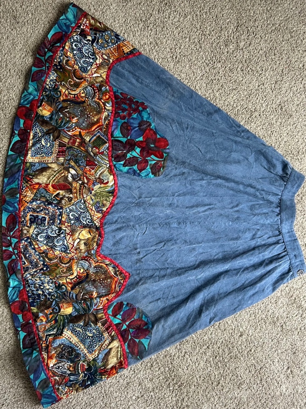 VTG Suttles & Seawinds Patchwork 100% Cotton Boho Maxi Skirt Whimsigoth Peasant